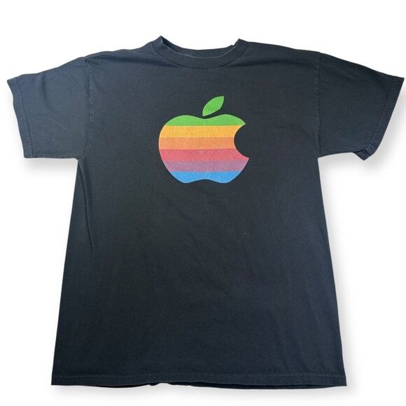 Hanes Other - Men’s Medium Apple Computers Y2K Rainbow‎ Logo T Shirt